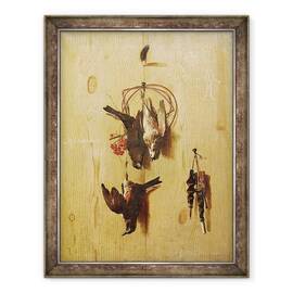 Tablou inramat - Melchior de Hondecoeter - Trompe-loeil cu aripi rosii si un teren, 60 x 80 cm - - Roveli