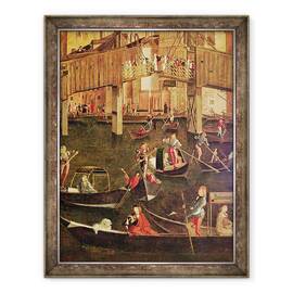 Tablou inramat - Vittore Carpaccio - Detaliu al miracolului relicvei Crucii Adevarate pe Podul Rialto, 60 x 80 cm - - Roveli
