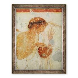Tablou inramat - Etruscan - Detaliu al muzicianului care canta la titera sau la lira, din Mormantul Tricliniumului, 60 x 80 cm - - Roveli