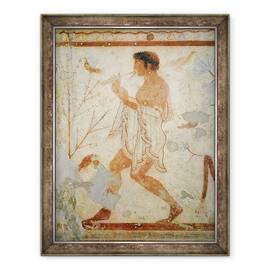 Tablou inramat - Etruscan - Muzician cantand un flaut dublu, din mormantul tricliniului, 60 x 80 cm - - Roveli