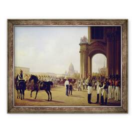 Tablou inramat - Adolphe Ladurner - Parada in Piata Palatului din Sankt Peterburg, 60 x 80 cm - - Roveli