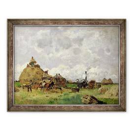 Tablou inramat - Edmond Charles Yon - Masina de treierat, 60 x 80 cm - - Roveli