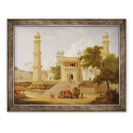 Tablou inramat - Thomas Daniell - Templul indian, spus a fi Moscheea Abo-ul-Nabi, Muttra, 60 x 80 cm - - Roveli