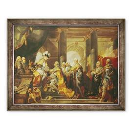Tablou inramat - Gabriel Francois Doyen - Ludovic al XVI-lea 1754-93 Regele Frantei, Primirea omagiului Cavalerilor Ordinului Sfantului Esprit la Reims, 70 x 90 cm - - Roveli