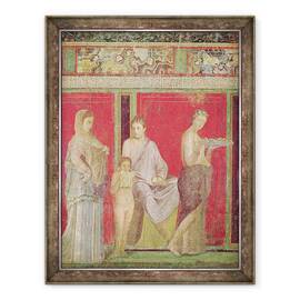 Tablou inramat - Roman - Catehismul cu o tanara care citeste si initiaza o ofranda, Zidul de Nord, Oecus 5, 70 x 90 cm - - Roveli