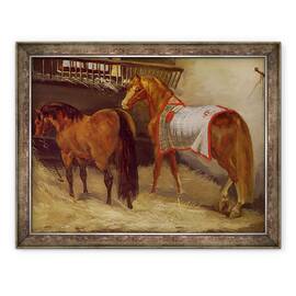 Tablou inramat - Theodore Gericault - Cai in grajduri, 70 x 90 cm - - Roveli