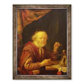 Tablou inramat - Gerard Dou - Cantarire aur, 70 x 90 cm - - Roveli