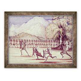 Tablou inramat - Samuel Baker - Dansul Razboiului, ilustrare din Albert Nyanza Marele Bazin al Nile de Sir Samuel Baker, 70 x 90 cm - - Roveli