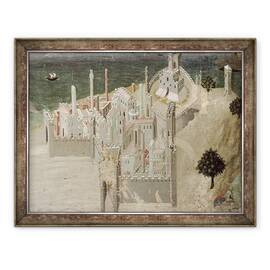 Tablou inramat - Ambrogio Lorenzetti - Vedere spre un oras de coasta, 70 x 90 cm - - Roveli