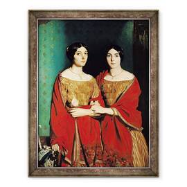 Tablou inramat - Theodore Chasseriau - Cele Doua Surori sau Mesdemoiselles Chasseriau, Marie-Antoinette-Adele 1810-69 si Genevieve Aline 1822-71 surorile artistului, 70 x 90 cm - - Roveli