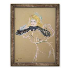 Tablou inramat - Henri de Toulouse-Lautrec - Yvette Guilbert 1867-1944 cantand Linger, Longer, Loo, 70 x 90 cm - - Roveli