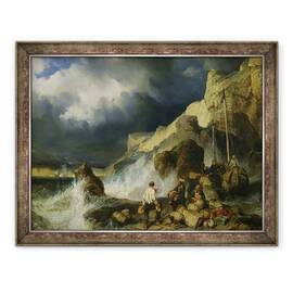 Tablou inramat - Louis Eugene Gabriel Isabey - Aciunul contrabandistilor, 70 x 90 cm - - Roveli