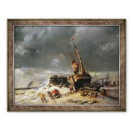 Tablou inramat - Louis Eugene Gabriel Isabey - Mareea scazuta, 70 x 90 cm - - Roveli