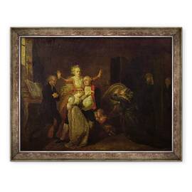 Tablou inramat - Charles Benazech - Ludovic al XVI-lea 1754-93 Luand ramas bun familiei sale la Templu, 70 x 90 cm - - Roveli
