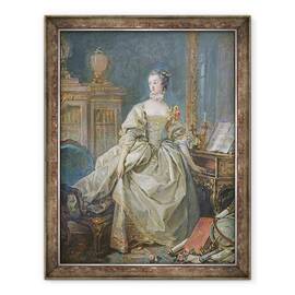 Tablou inramat - Francois Boucher - Madame de Pompadour 1721-64, 70 x 90 cm - - Roveli