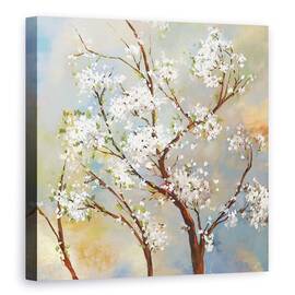 Tablou canvas - Flori, Natura, inflorire, Flori albe, Pictura, 90 x 90 cm - - Roveli