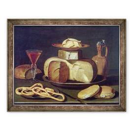 Tablou inramat - Osias Beert the Elder - Natura moarta cu paine, branza, 70 x 90 cm - - Roveli