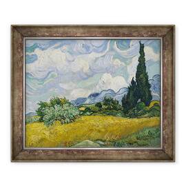 Tablou inramat - Vincent van Gogh - Camp de grau cu chiparos, 50 x 60 cm - - Roveli