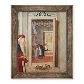 Tablou inramat - Vittore Carpaccio - Nasterea Fecioarei, detaliu al slujitorilor in fundal, 50 x 60 cm - - Roveli