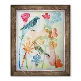 Tablou inramat - Sarah Thompson-Engels - Doua pasari si flori, 50 x 60 cm - - Roveli
