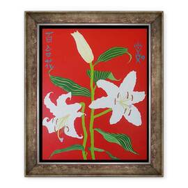 Tablou inramat - Timothy Nathan Joel - Crin alb pe fond rosu nr.2, 2008, 50 x 60 cm - - Roveli