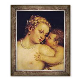 Tablou inramat - Titian - Venus se delecteaza cu dragoste si muzica, 50 x 60 cm - - Roveli
