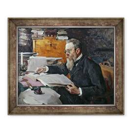 Tablou inramat - Valentin Aleksandrovich Serov - Portretul lui Nikolai Andreevich Rimsky-Korsakov, 50 x 60 cm - - Roveli