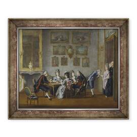 Tablou inramat - Pehr Hillestrom - Card-Party in Casa lui Elis Schroderheim, 50 x 60 cm - - Roveli