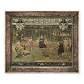 Tablou inramat - Pierre Puvis de Chavannes - Lemn sacru, pictura murala in Marele Amfiteatru reprezentand figuri alegorice ale Sorbonei, 50 x 60 cm - - Roveli