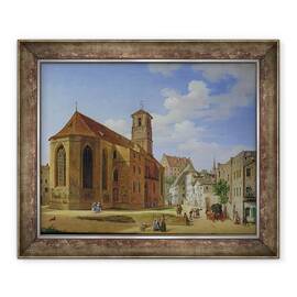 Tablou inramat - Michael Neher - Piata Bisericii din Wasserburg am Inn, 50 x 60 cm - - Roveli