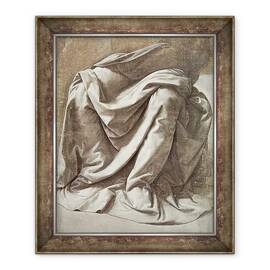 Tablou inramat - Leonardo da Vinci - Studiu de draperie pentru o figura asezata, 50 x 60 cm - - Roveli