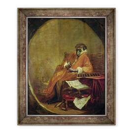 Tablou inramat - Jean-Baptiste Simeon Chardin - Anticharul Maimuta, 50 x 60 cm - - Roveli
