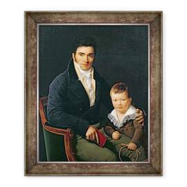 Tablou inramat - Henri Francois Riesener - Portret De Membru al Familiei Barbet cu Fiul Sau, 50 x 60 cm - - Roveli