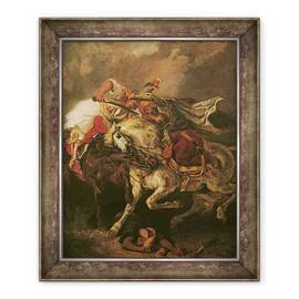 Tablou inramat - Ferdinand Victor Eugene Delacroix - Batalia de la Giaour si Hassan, dupa poemul lui Byron, Le Giaour, 50 x 60 cm - - Roveli