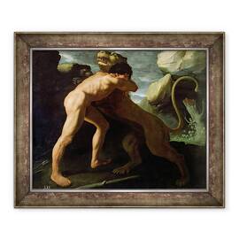 Tablou inramat - Francisco de Zurbaran - Hercule lupta cu leul din Nemeea, 50 x 60 cm - - Roveli