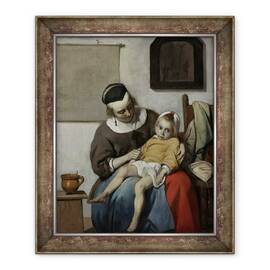 Tablou inramat - Gabriel Metsu - Copilul bolnav, 50 x 60 cm - - Roveli