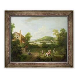 Tablou inramat - George Lambert - Peisaj cu fermieri, 50 x 60 cm - - Roveli