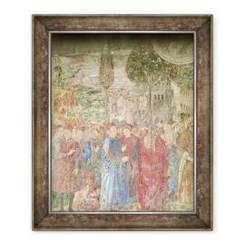 Tablou inramat - Benozzo di Lese di Sandro Gozzoli - Cladirea Turnului Babel, detaliu al casei Medicis care supravegheaza lucrarile de constructie, 50 x 60 cm - - Roveli