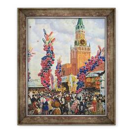 Tablou inramat - Boris Mikhailovich Kustodiev - Piata de Pasti la Kremlinul din Moscova, 50 x 60 cm - - Roveli