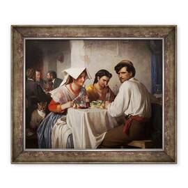 Tablou inramat - Carl Bloch - intr-o Osteria Romana, 50 x 60 cm - - Roveli