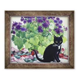 Tablou inramat - Christopher Ryland - Planta Senetti si Pisica, 50 x 60 cm - - Roveli