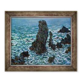 Tablou inramat - Claude Monet - Piramide la Port-Coton, Belle-Ile-en-Mer, 50 x 60 cm - - Roveli