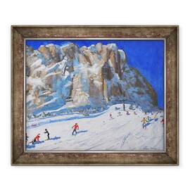 Tablou inramat - Andrew Macara - Schi pe munte, Selva Gardena, 50 x 60 cm - - Roveli