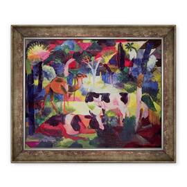 Tablou inramat - August Macke - Peisaj cu Vaci si o Camila, 50 x 60 cm - - Roveli