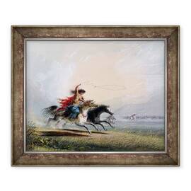 Tablou inramat - Alfred Jacob Miller - Femeie Shoshone prinde un cal, 50 x 60 cm - - Roveli