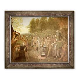 Tablou inramat - Alfred Pommier - Martiriul a trei preoti iezuiti, 50 x 60 cm - - Roveli