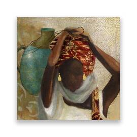 Tablou Canvas - Femeie, Afro, Vaza, Pictura, 60 x 60 cm - - Roveli