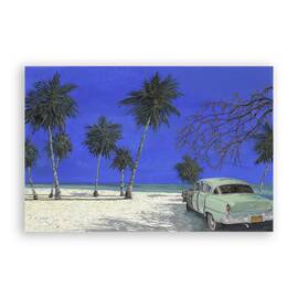 Tablou Canvas - Ocean, Cuba, Havana, Palmier, Masina, 60 x 80 cm - - Roveli