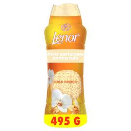Perle parfumate pentru rufe Lenor Gold Orchid & Vanilla, 495 g, parfum nonstop pana la 12 saptamani, note de orhidee aurie si vanilie, pentru toate tipurile de tesaturi - - Roveli