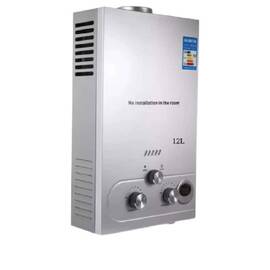 Incalzitor instant DacEnergy©, pe gaz natural, GNL, carcasa din otel inoxidabil, afisaj LED si butoane de control, presiunea gazului nominal de 2800Pa, cu alimentare baterii, 12l/min, 24 kw, argintiu - - Roveli